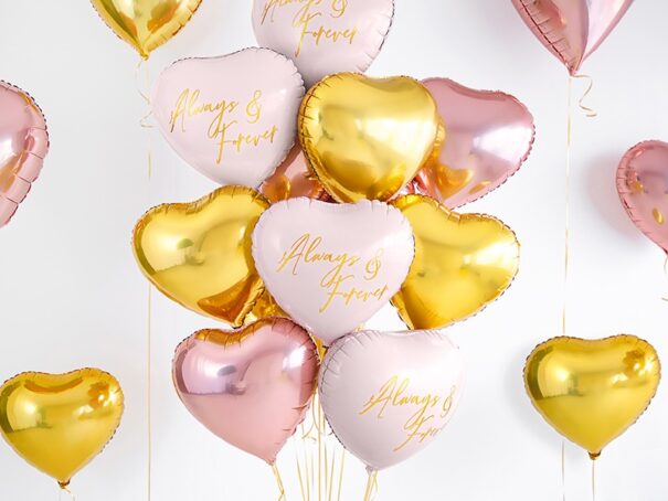 Ballon - Folie - Hjerte - Rosa/Guld - 45 cm - Image 5
