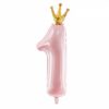Ballon - Folie - 1 med Krone - Pink/Guld