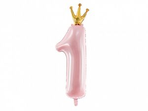 Ballon - Folie - 1 med Krone - Pink/Guld