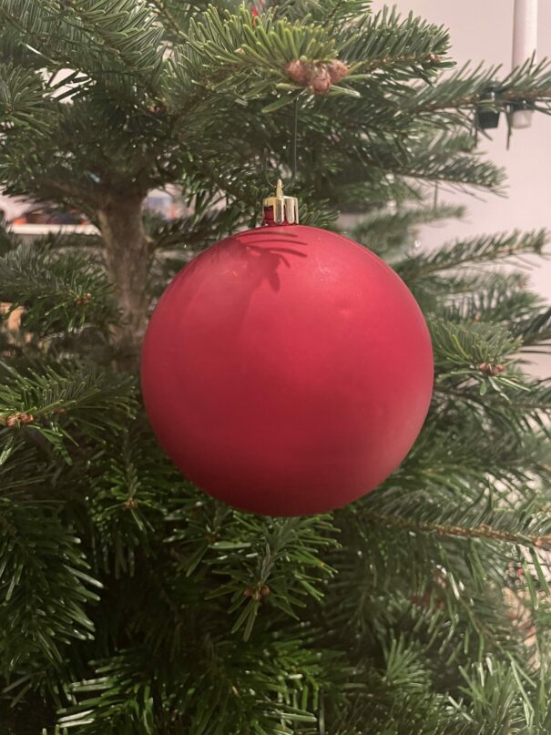 Julekugle - Mat Rød - 10 cm.