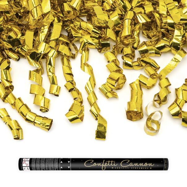 Konfettirør - Guld - 60 cm.