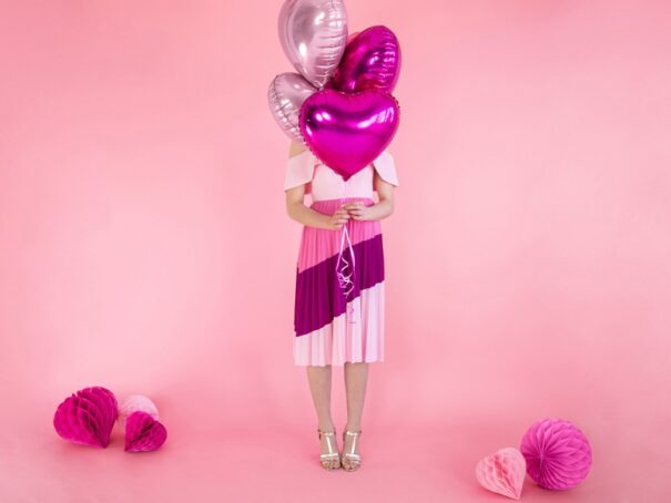Ballon - Folie - Hjerte - Mørk Pink - 45 cm. - Image 3
