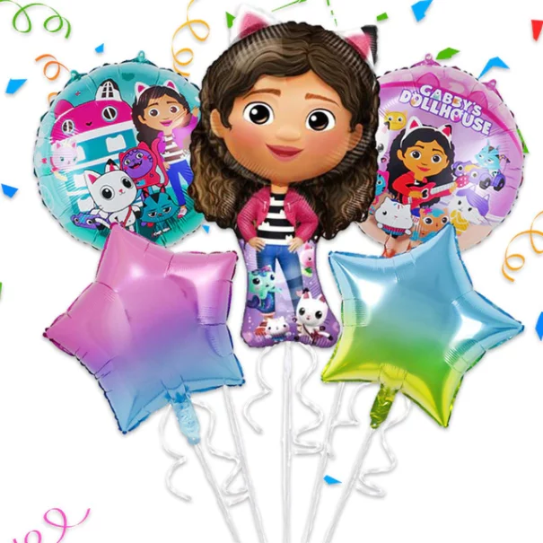 Ballon - Folie - Gabbys Dukkehus - 5 Stk.