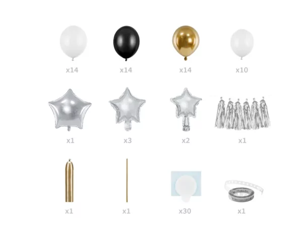 Ballon Bue - Sort/Hvid/Guld/Sølv Med Stjerner - Image 2