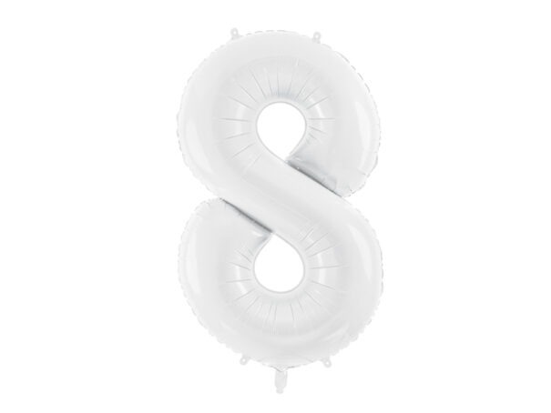 Ballon - Folie - 8 - Hvid - 86 cm.