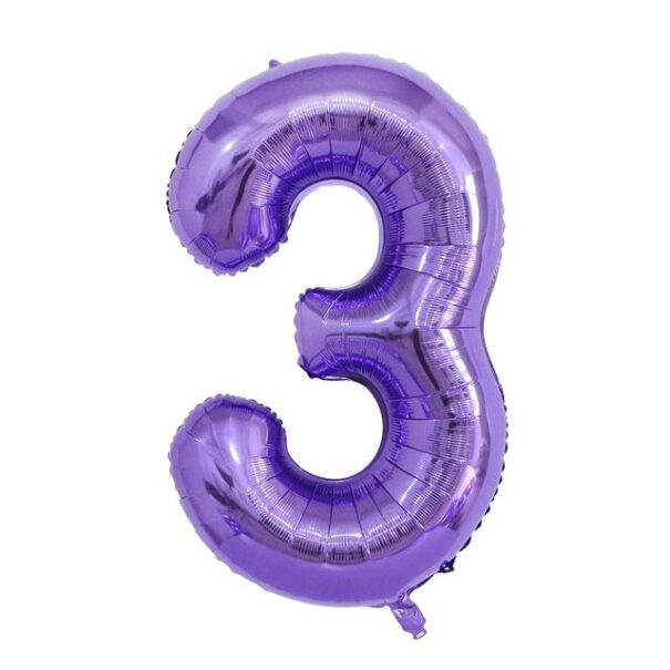 Ballon - Folie - 3 - Lilla - 100 Cm.