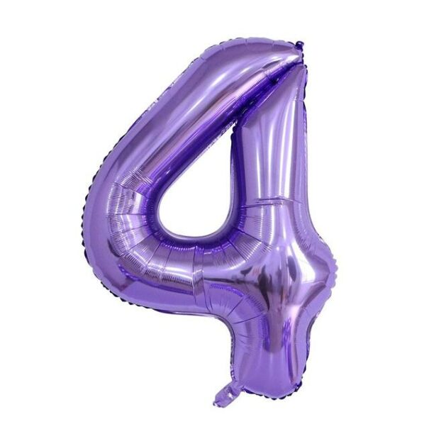 Ballon - Folie - 4 - Lilla - 100 Cm.