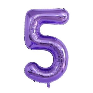 Ballon - Folie - 5 - Lilla - 100 Cm.