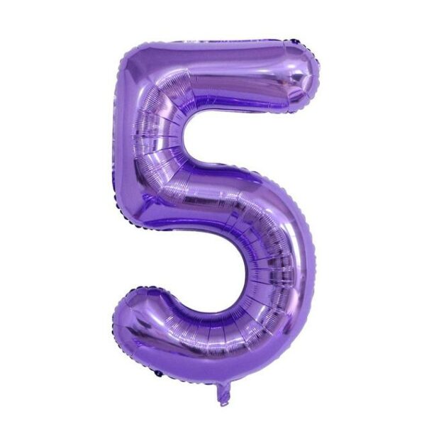 Ballon - Folie - 5 - Lilla - 100 Cm.