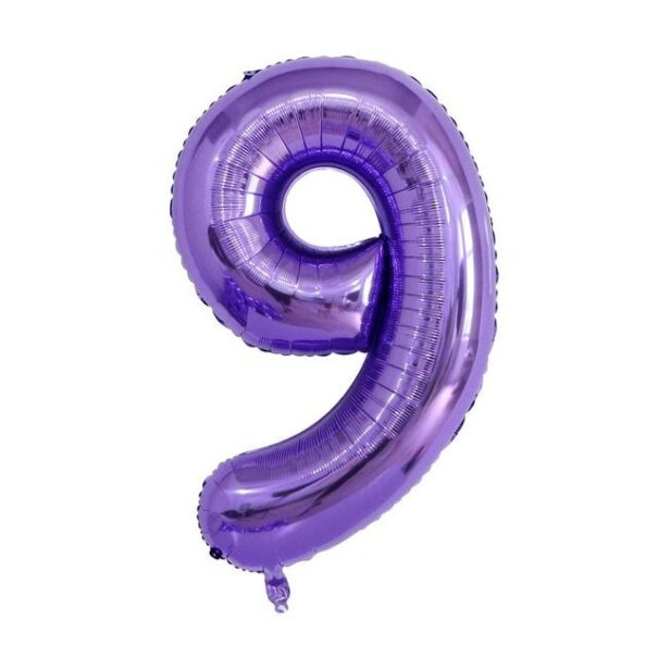 Ballon - Folie - 9 - Lilla - 100 Cm.
