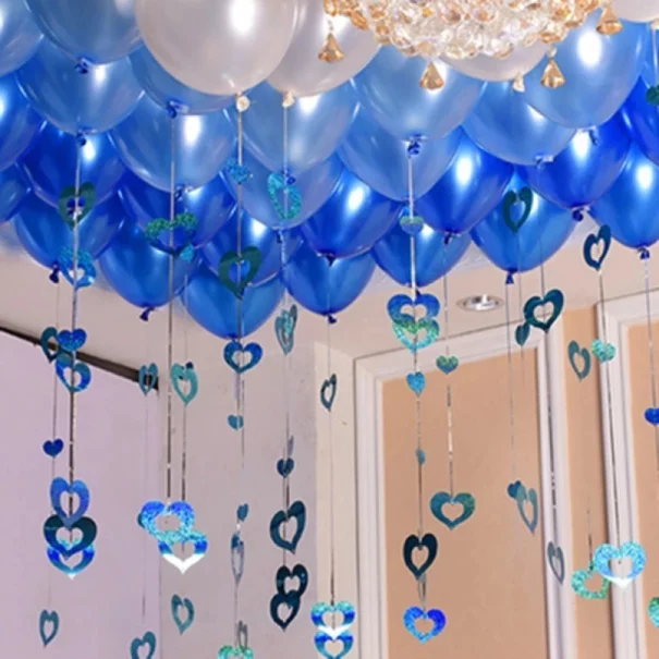 Ballonvedhæng - Hjerte - Turkis Blå - 50 Stk.