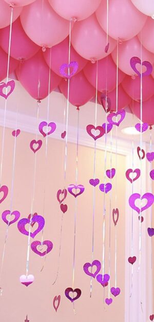 Ballonvedhæng - Hjerte - Lys Pink - 50 Stk.