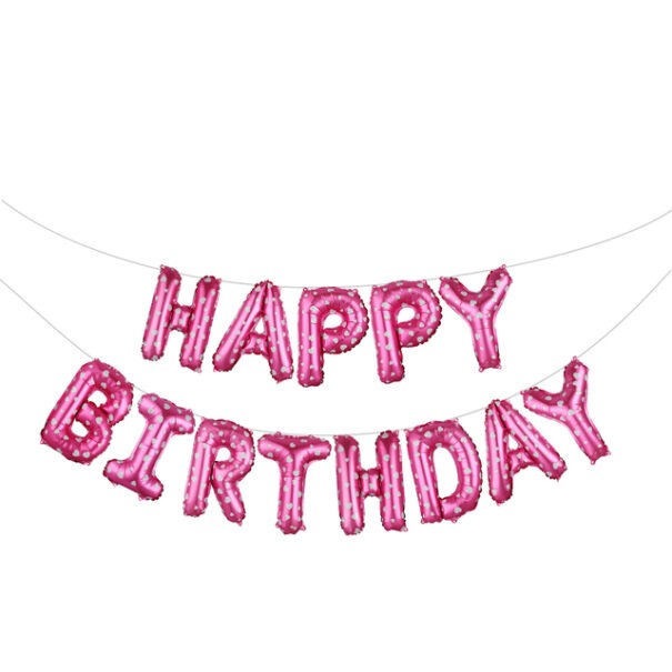 Ballon - Folie - HAPPY BIRTHDAY - Pink Med Hjerter