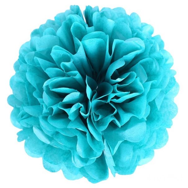 Pompom - Turkis Blå - 10 cm.