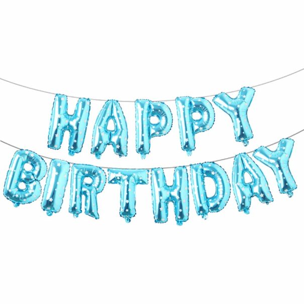 Folie - Ballon - HAPPY BIRTHDAY - Blå Med Stjerner