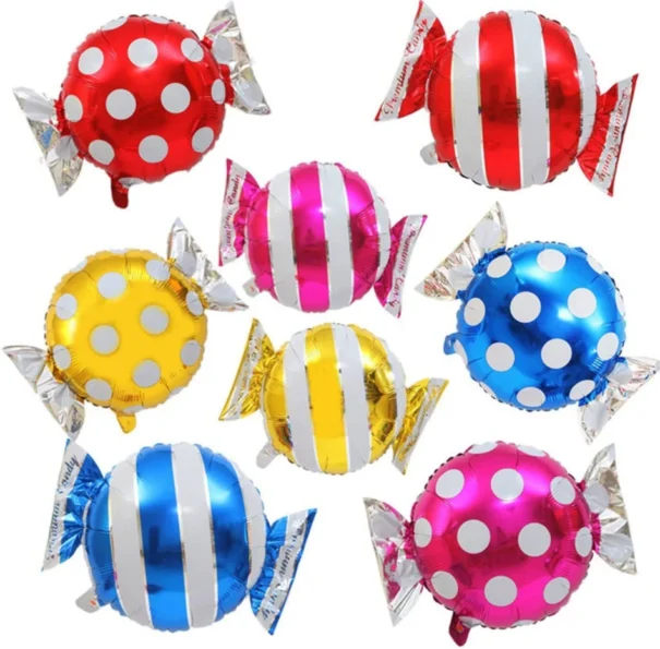 Ballon - Folie - Bolcher - Striber Blå - Image 2