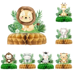 Honeycomb - Borddekoration - Jungle Dyr - 7 Stk.