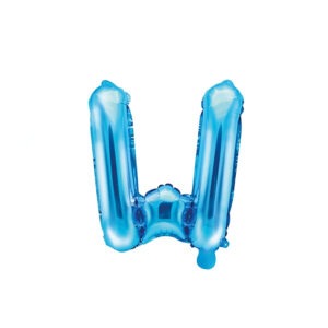 Folie Ballon - W - Blå - 35 cm.