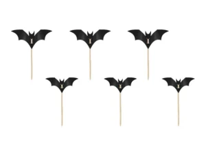 Halloween - Cupcake Topeers - Flagermus - Sort - 6 Stk.