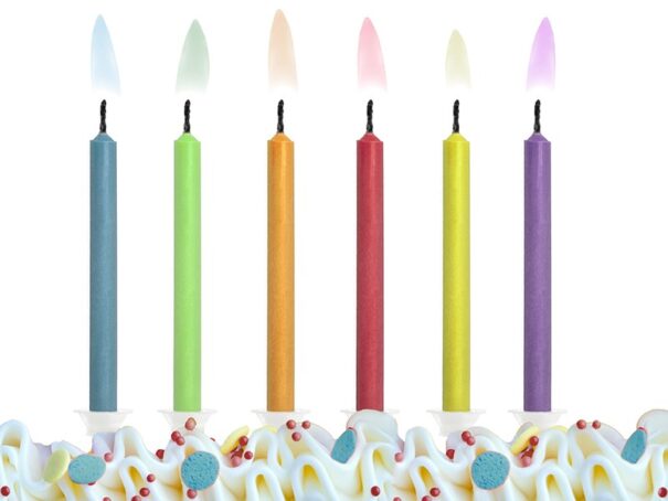 Kagelys - Mix farver med farvede flammer - 6 Stk. - Image 2