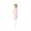 Kagelys - 1 tal med krone - Lys Pink/Guld