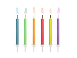 Kagelys - Mix farver med farvede flammer - 6 Stk.