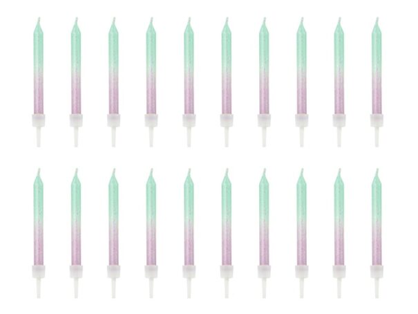 Kagelys - Mint Grøn/Lilla Glimmer - 20 Stk.